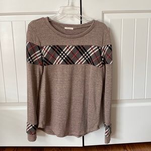 12 pm by Mon Ami polyester sweater with plaid details
